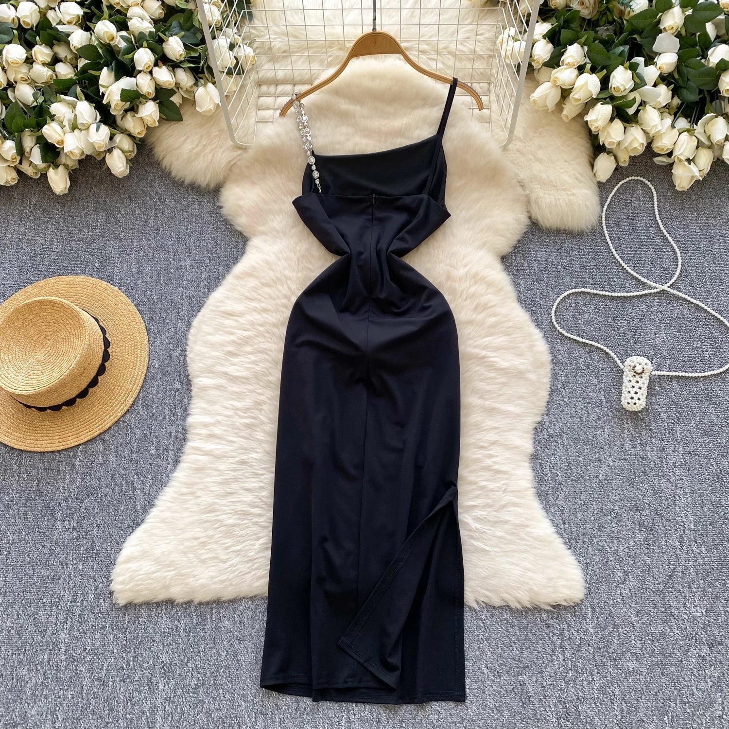 Robe Longue Femme Élégante Noire – Chic & Sexy