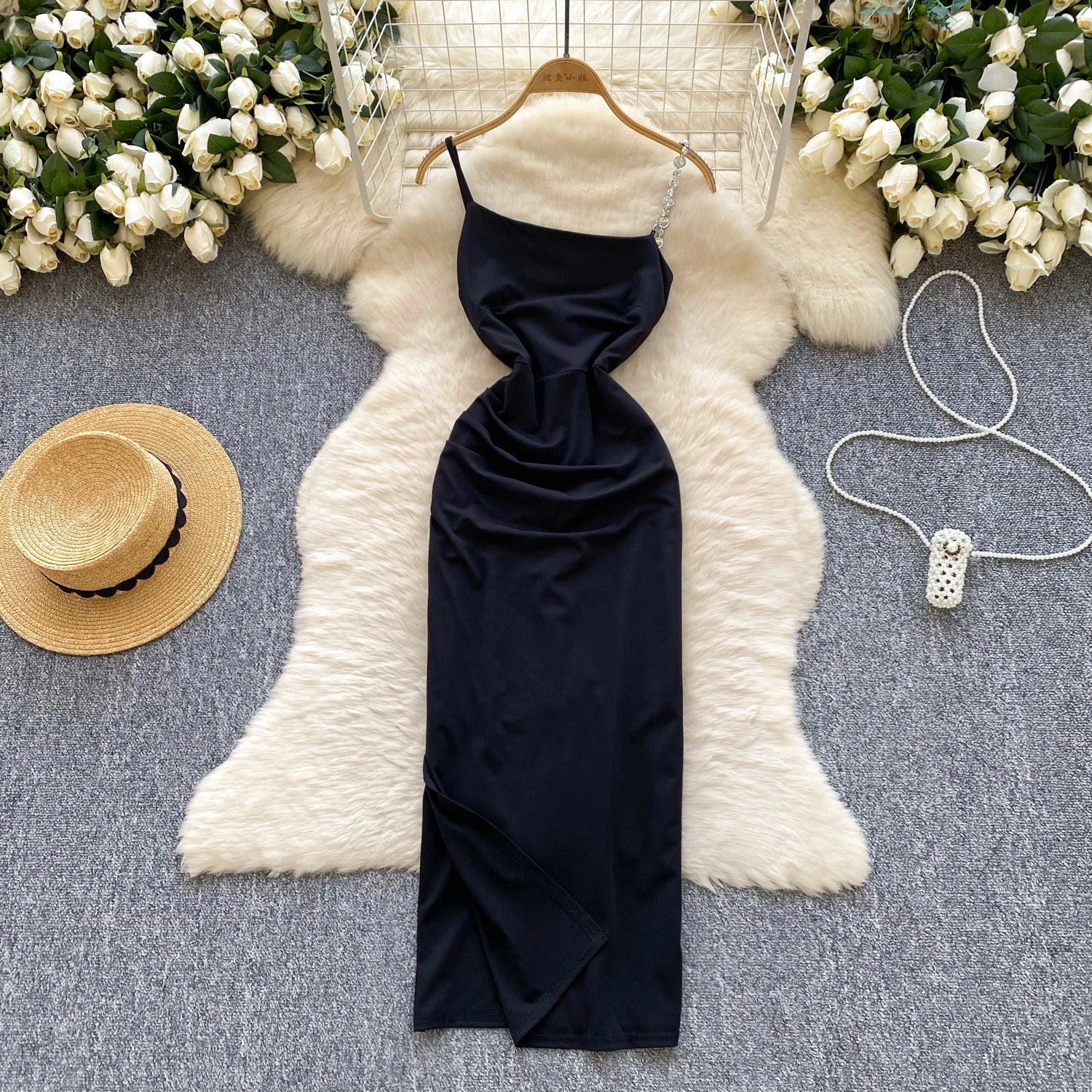 Robe Longue Femme Élégante Noire – Chic & Sexy