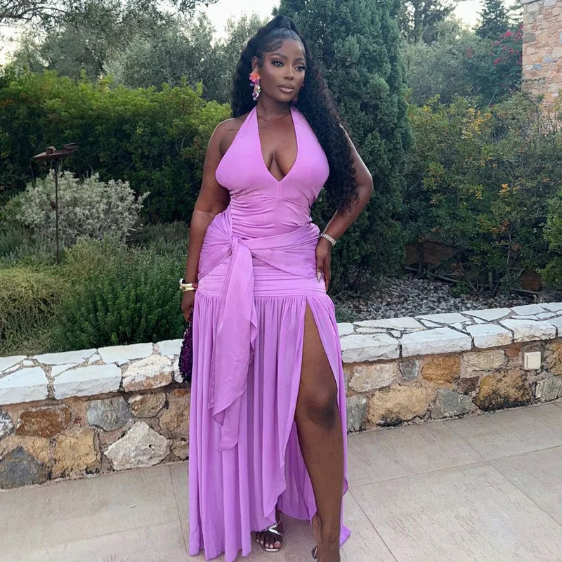 Robe Longue Femme Élégante – Style Glamour & Soirée 💜✨