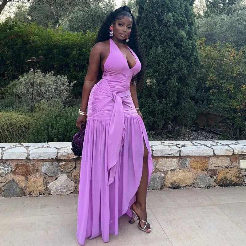 Robe Longue Femme Élégante – Style Glamour & Soirée 💜✨