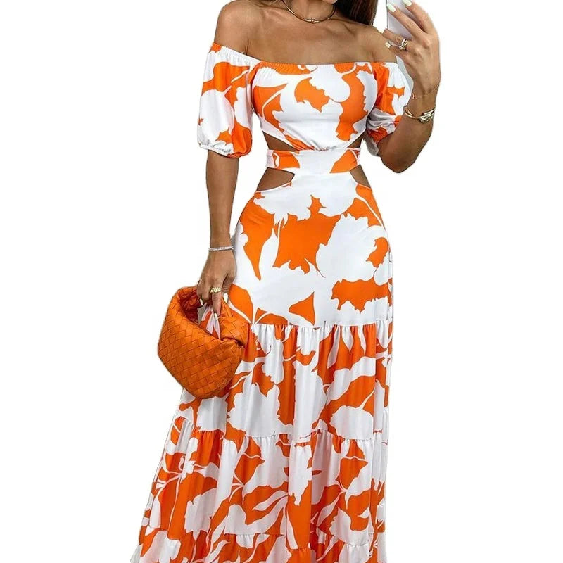 Robe Longue Fleurie Élégante Femme – Soirée & Été Chic ✨