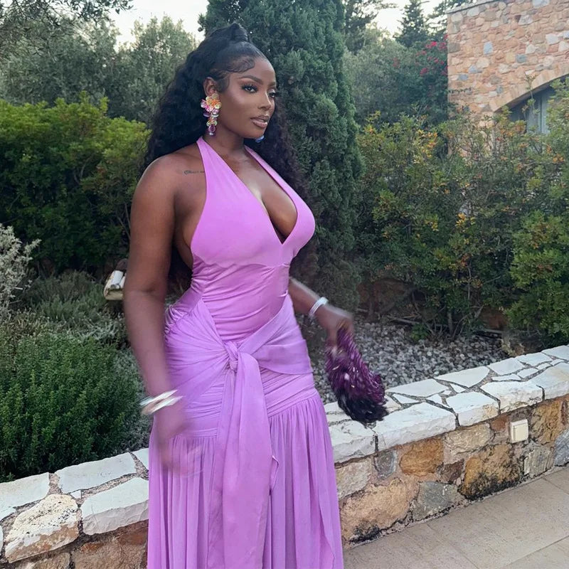 Robe Longue Femme Élégante – Style Glamour & Soirée 💜✨