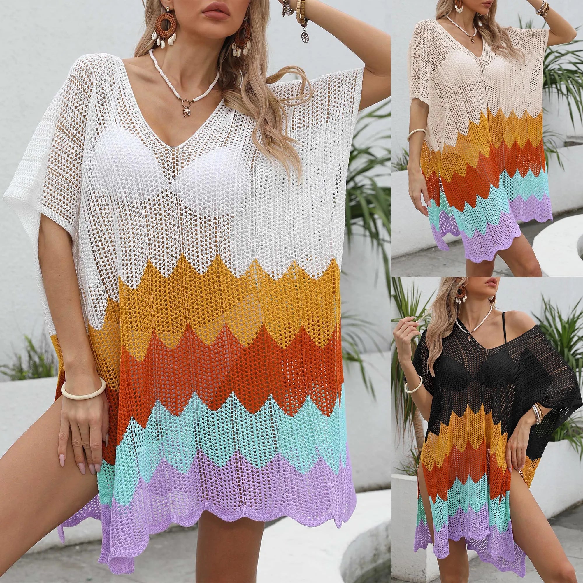 Robe de Plage Colorée Femme – Kimono Été Chic ☀️✨