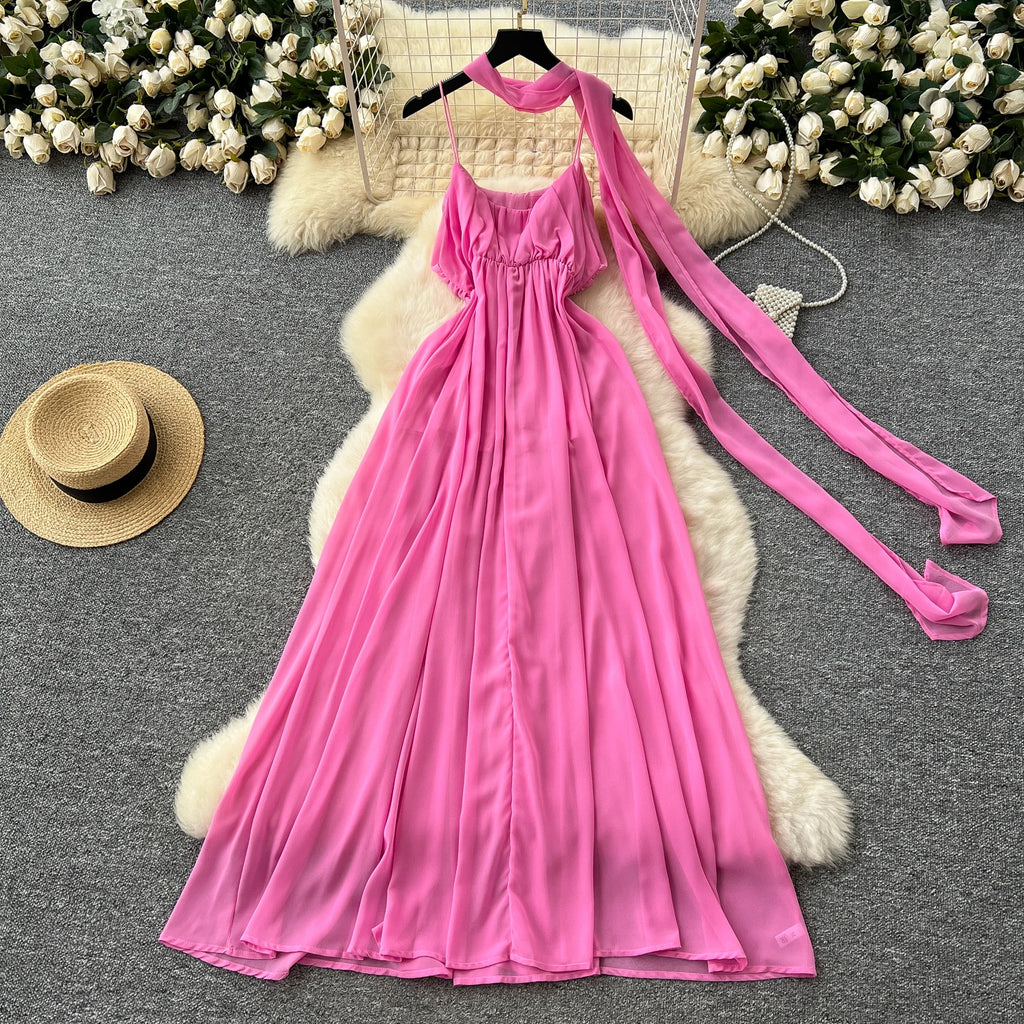 Robe Longue Femme Rose Élégante – Fluide & Chic