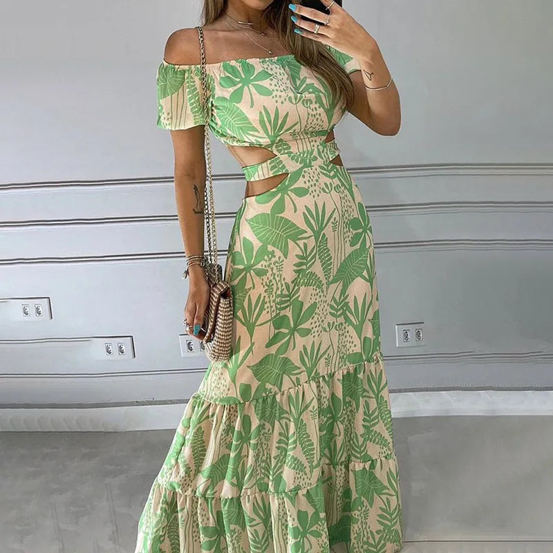 Robe Longue Fleurie Élégante Femme – Soirée & Été Chic ✨