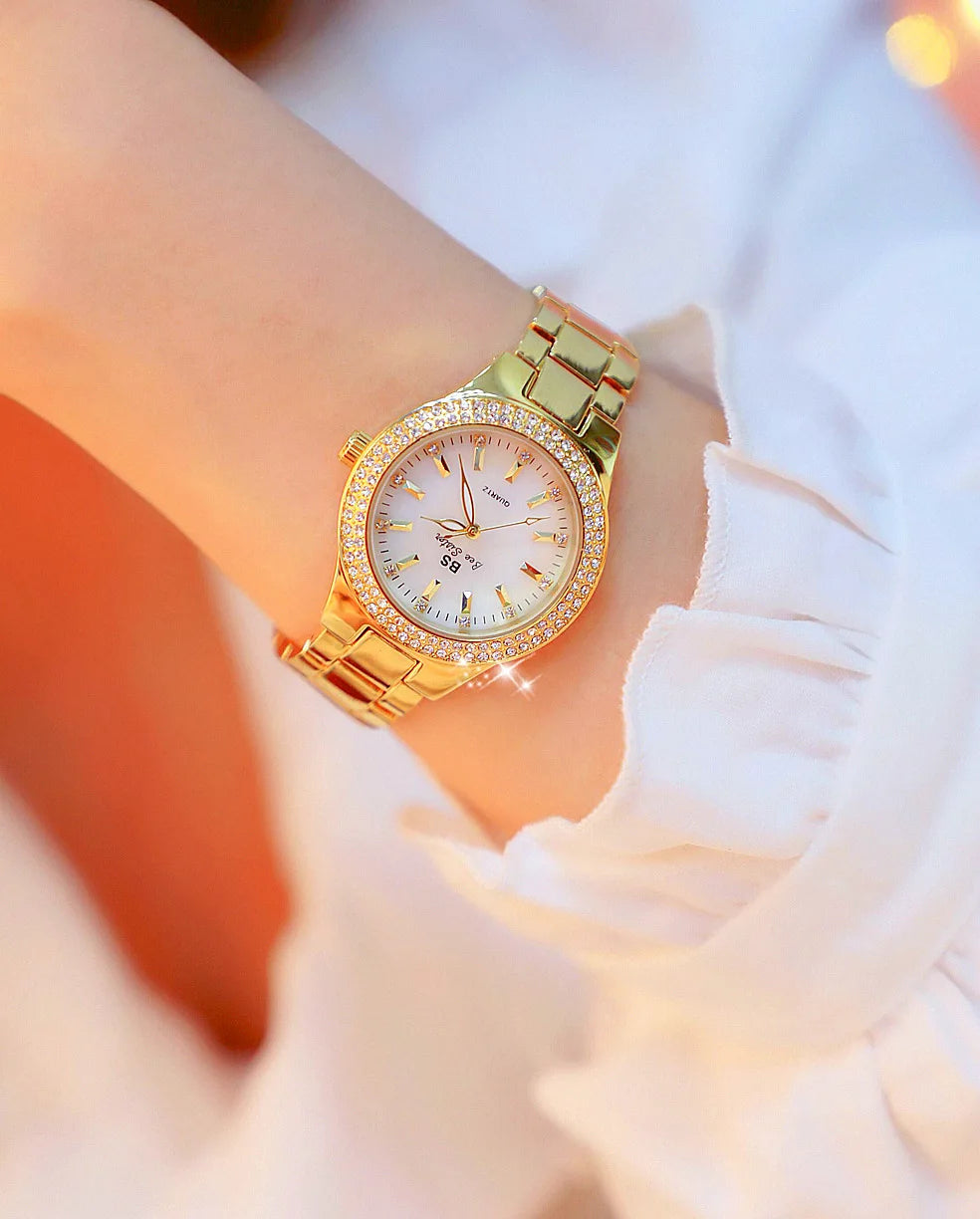 Montre Femme Luxe Cristal – Élégance Rose Gold ⌚✨