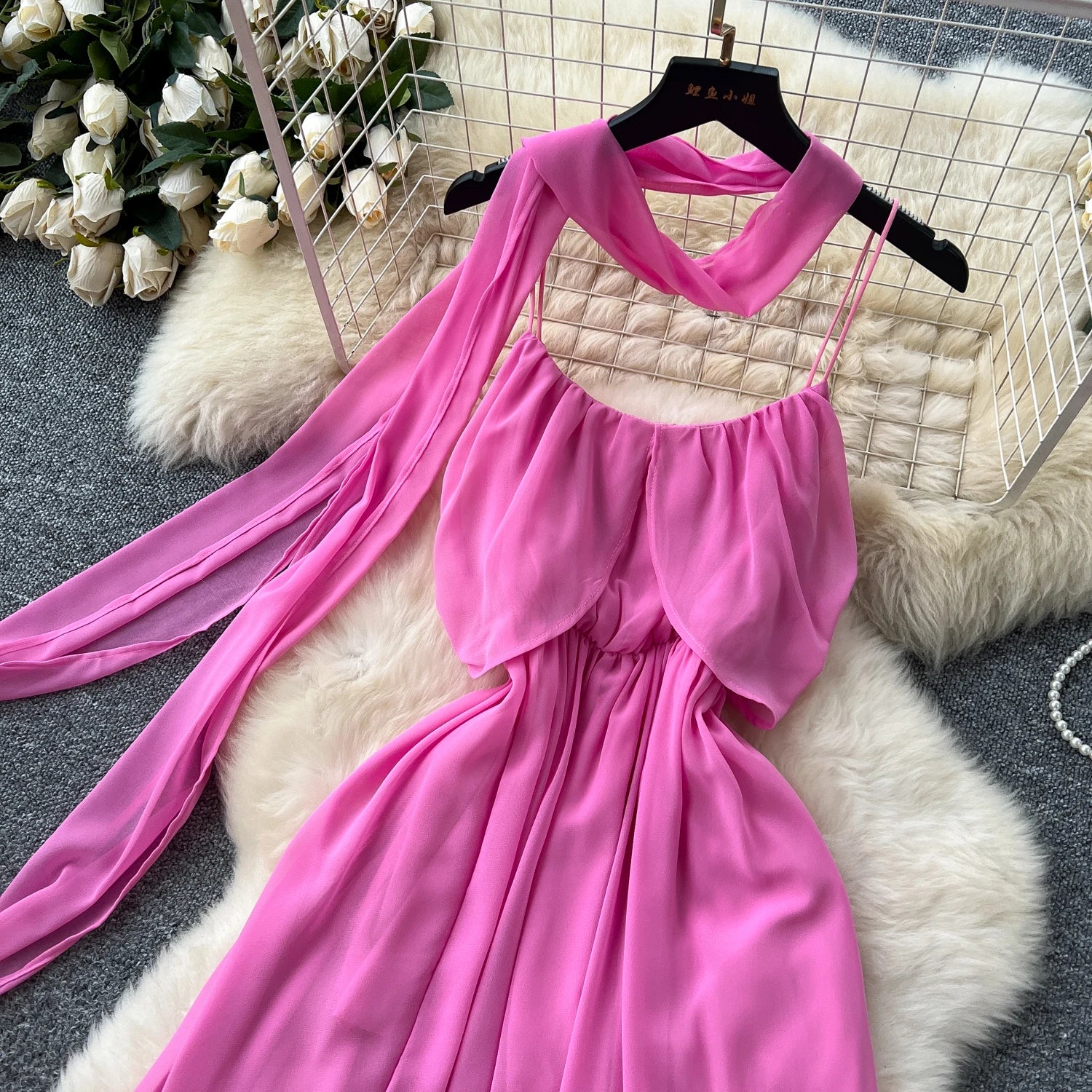 Robe Longue Femme Rose Élégante – Fluide & Chic