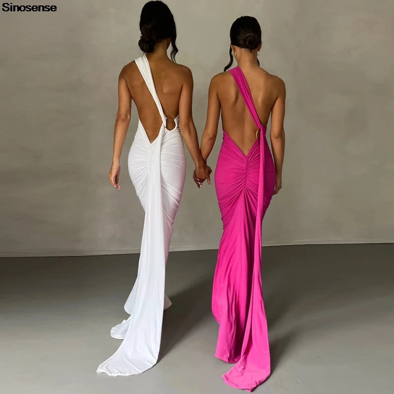 Robe longue dos nu sexy femme – robe soirée élégante tendance 2025