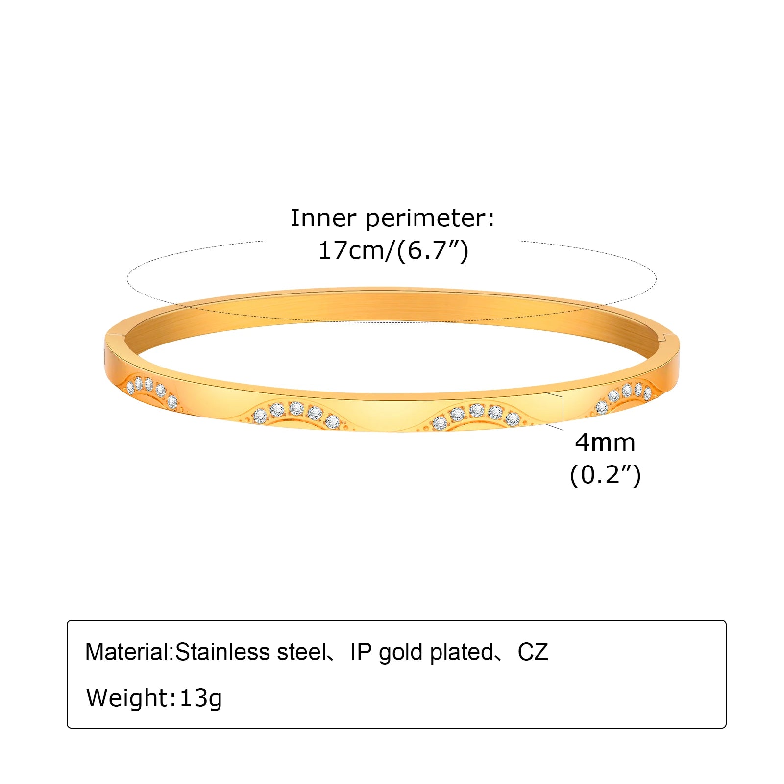Bracelet Femme Élégant – Jonc Luxe Doré avec Zircon ✨💎