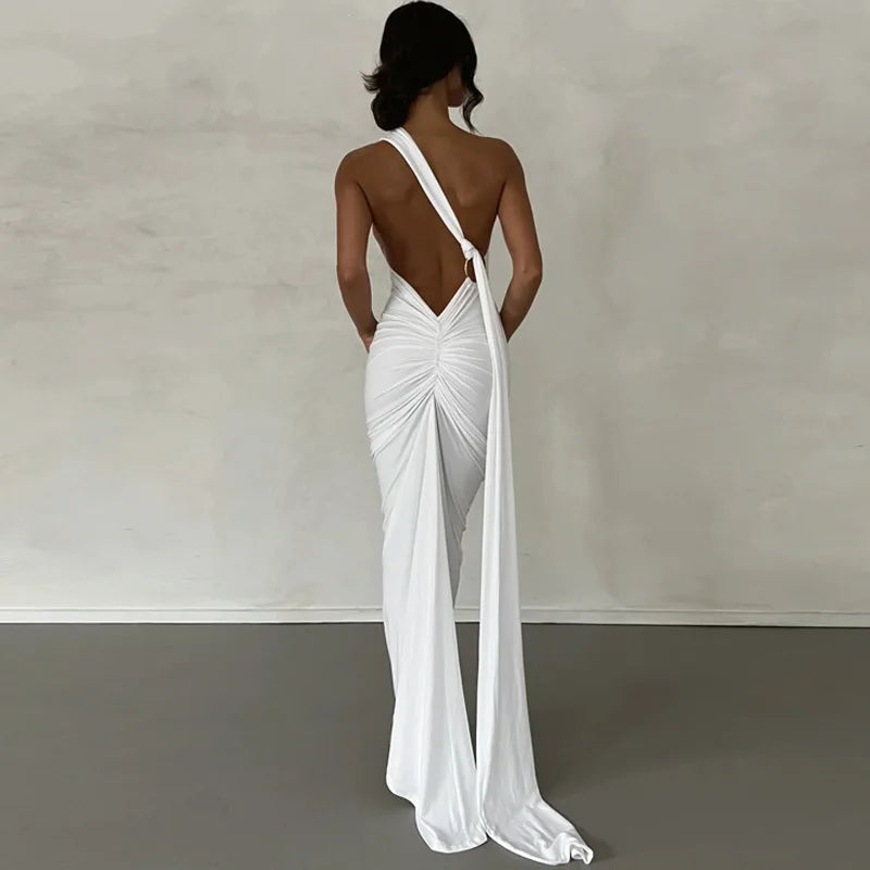Robe longue dos nu sexy femme – robe soirée élégante tendance 2025
