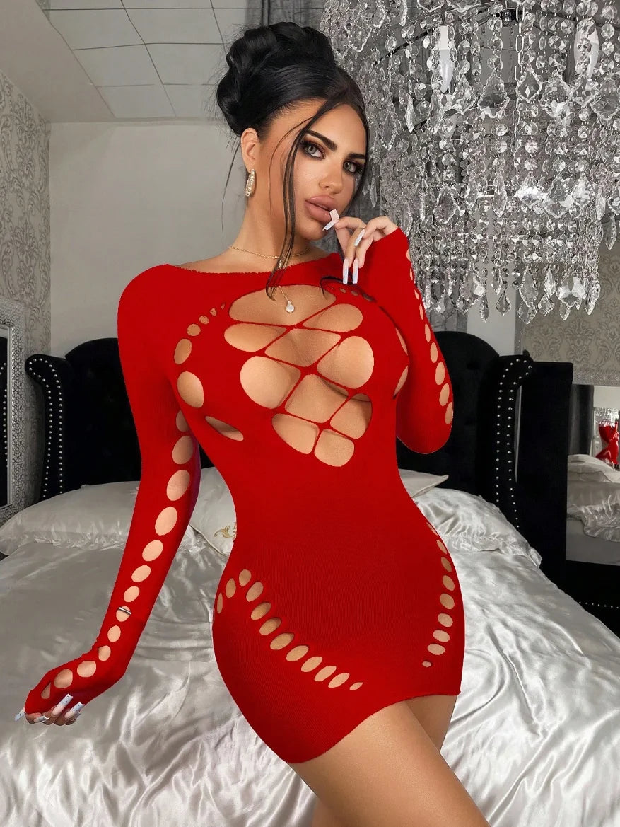 Robe sexy femme moulante – mini robe dos nu effet filet ultra tendance été
