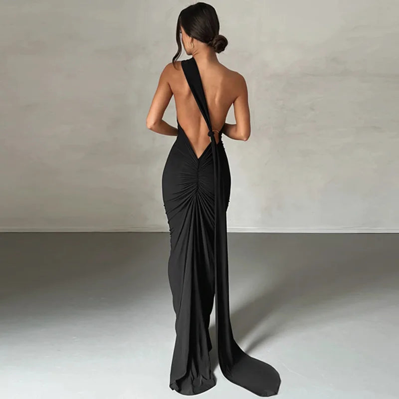 Robe longue dos nu sexy femme – robe soirée élégante tendance 2025
