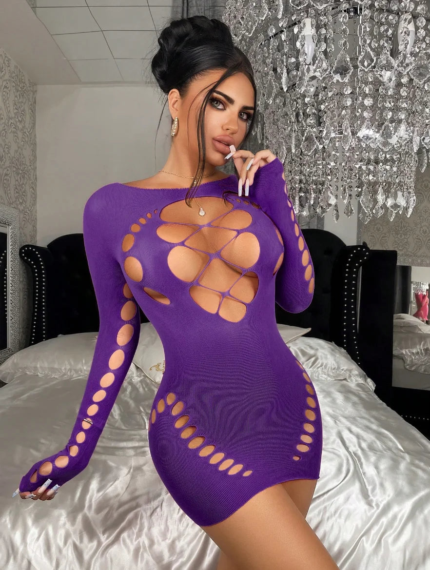 Robe sexy femme moulante – mini robe dos nu effet filet ultra tendance été