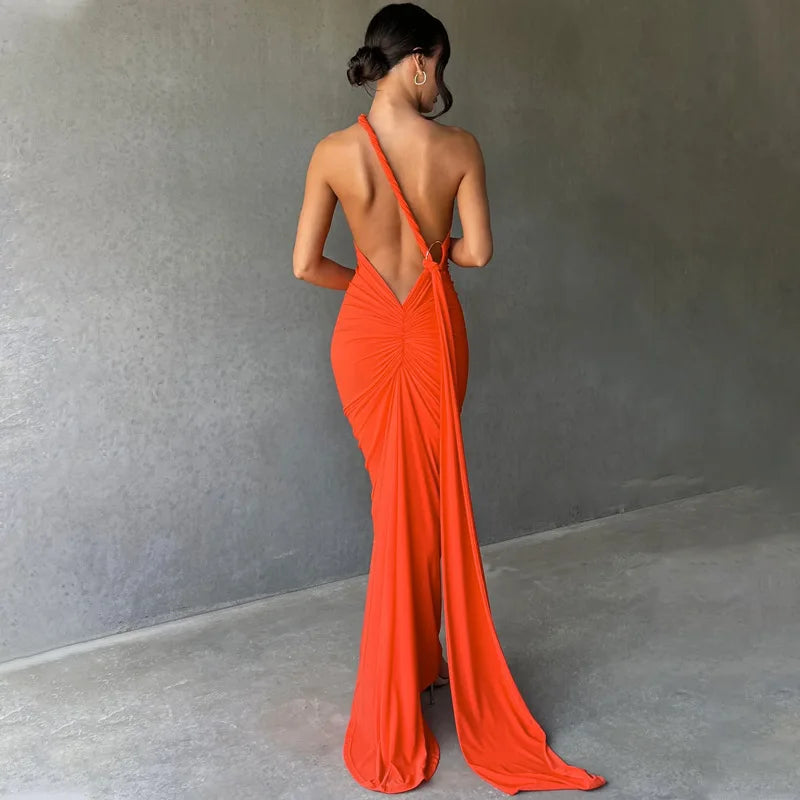 Robe longue dos nu sexy femme – robe soirée élégante tendance 2025