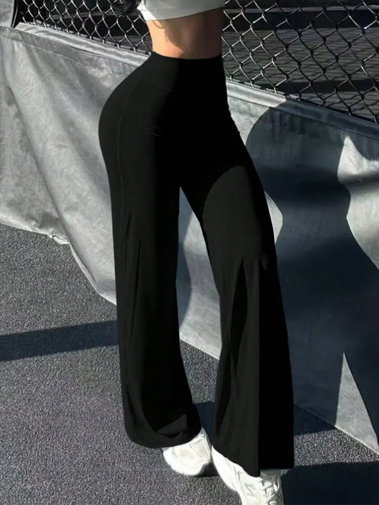Pantalon large femme taille haute – wide leg fitness confortable tendance 2025