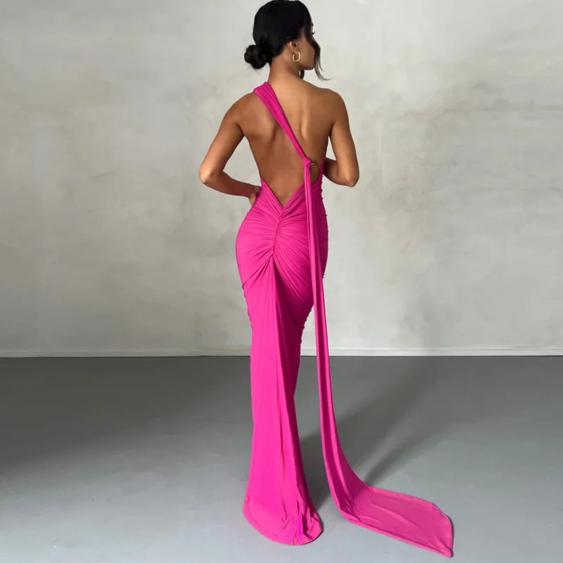 Robe longue dos nu sexy femme – robe soirée élégante tendance 2025