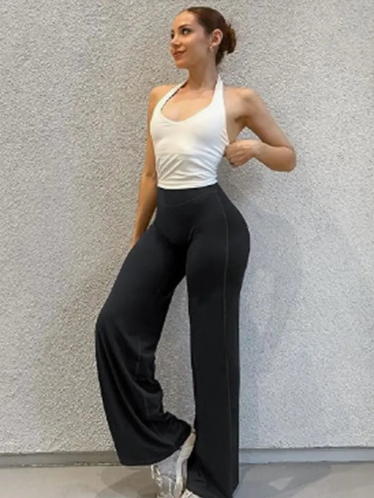 Pantalon large femme taille haute – wide leg fitness confortable tendance 2025
