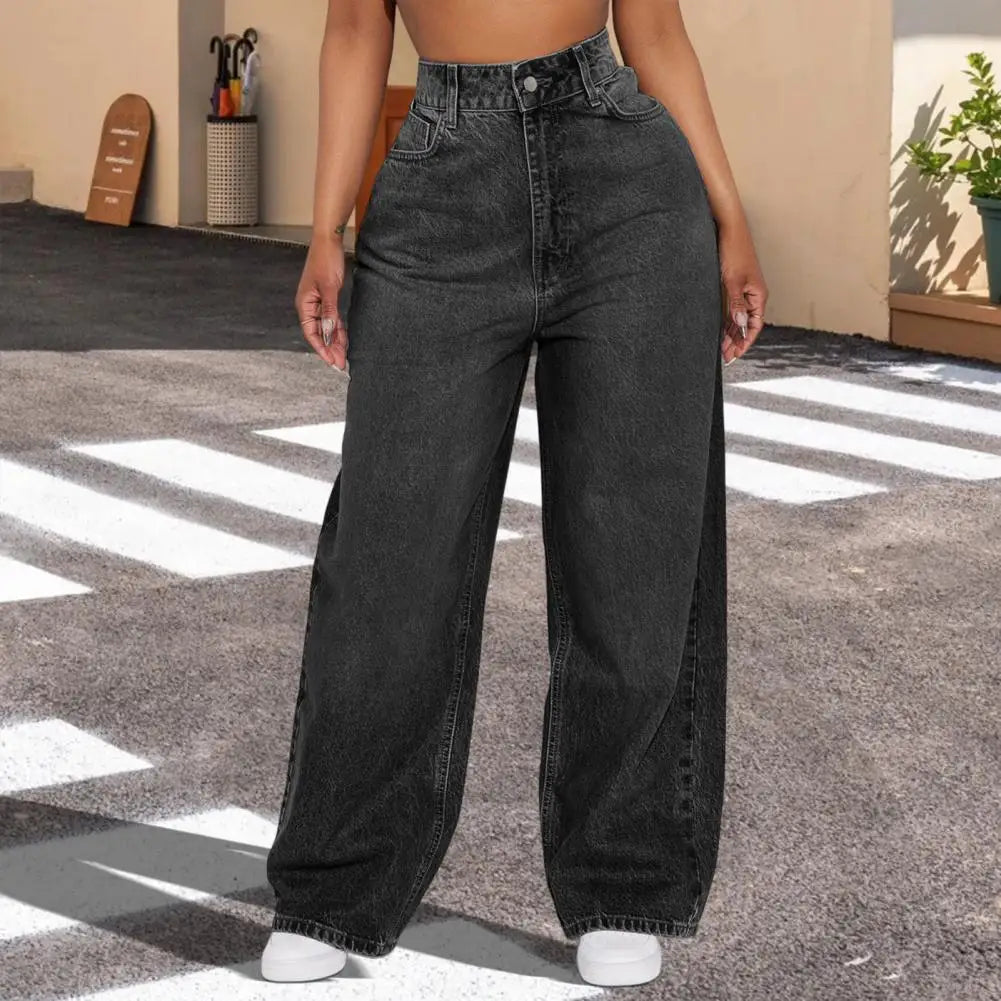 Jean large taille haute femme – pantalon wide leg confortable tendance 2025