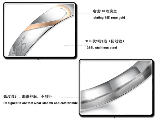 Bagues Couple Amour en Acier Inoxydable – Cadeau Romantique 💖