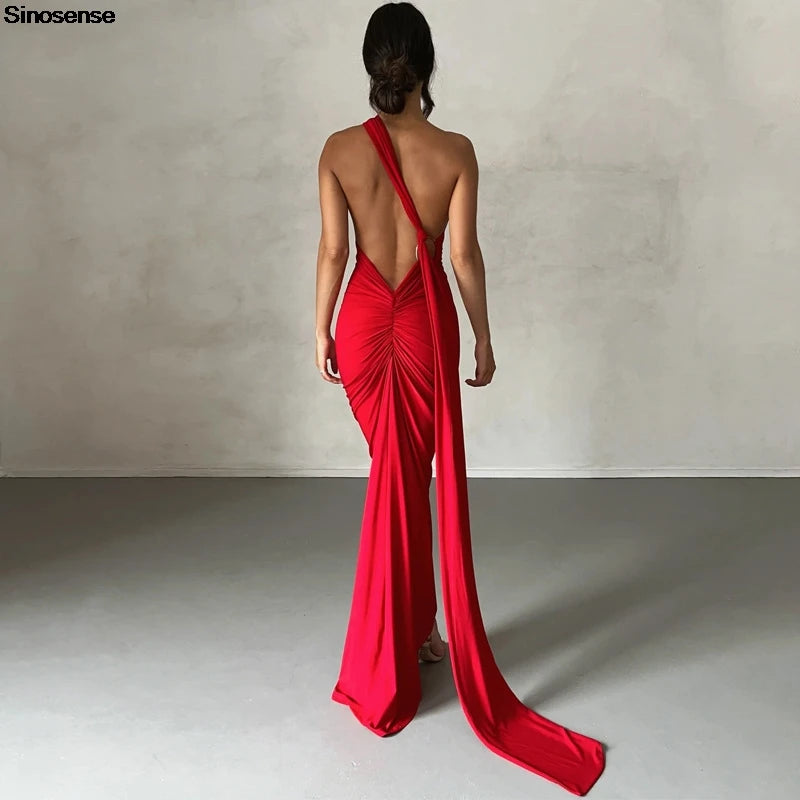 Robe longue dos nu sexy femme – robe soirée élégante tendance 2025