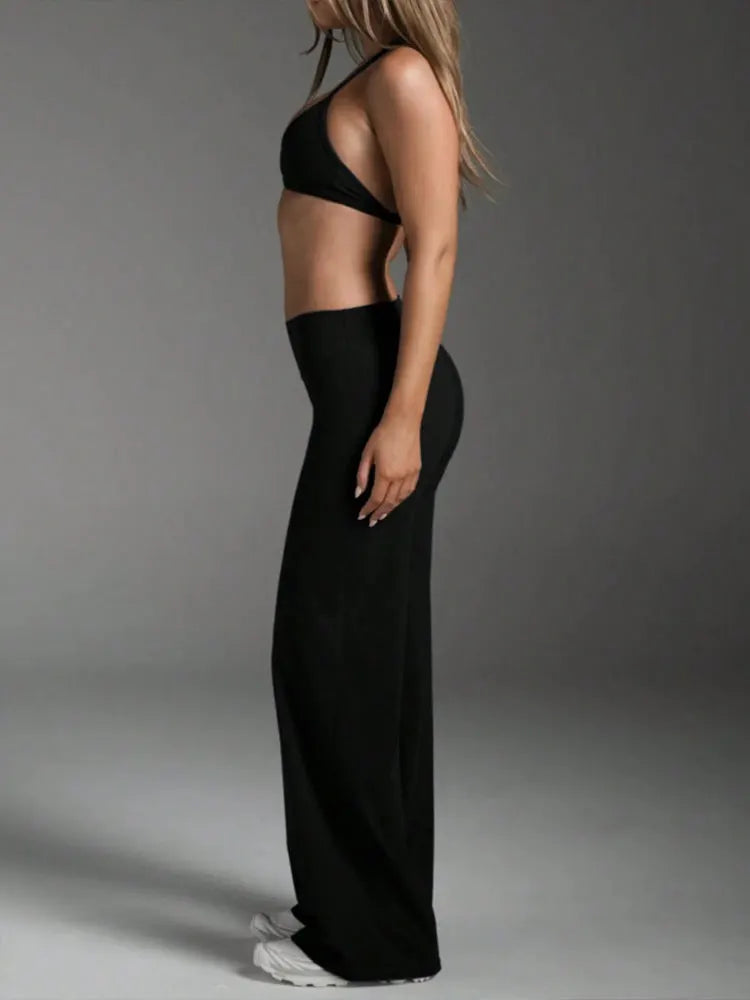Pantalon large femme taille haute – wide leg fitness confortable tendance 2025