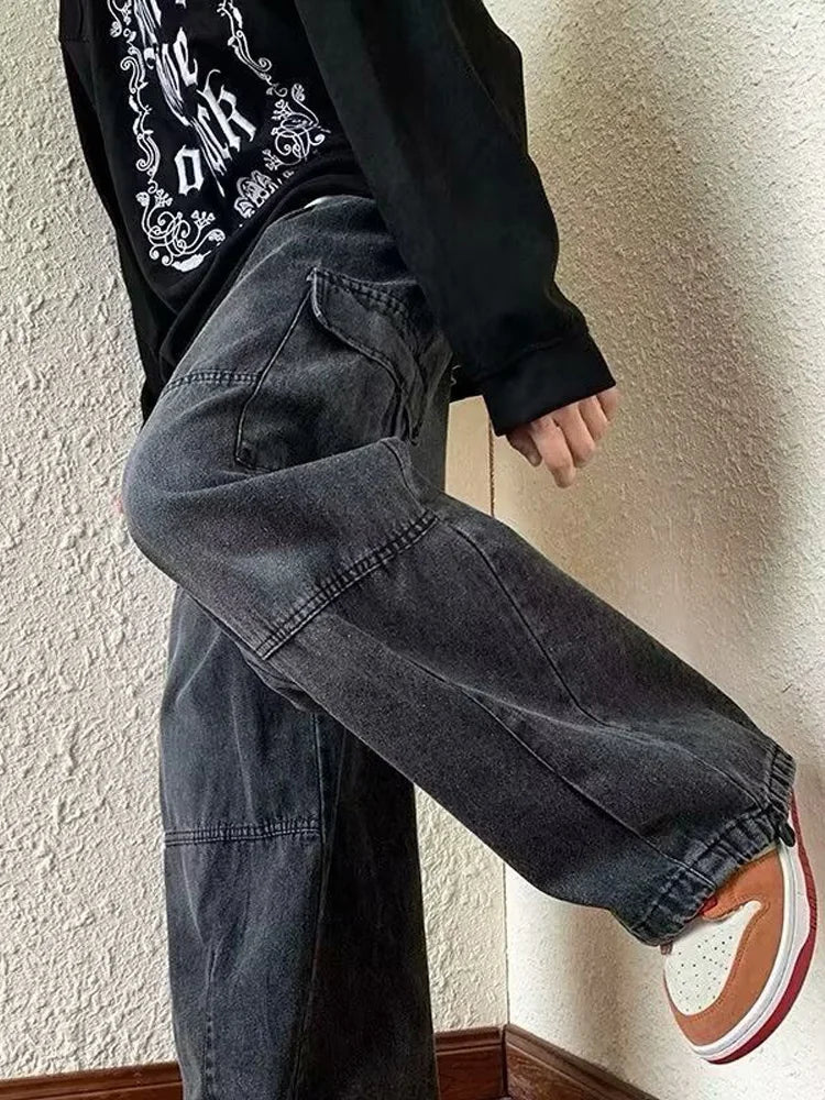 Jean large baggy femme – pantalon hip hop taille haute tendance 2025