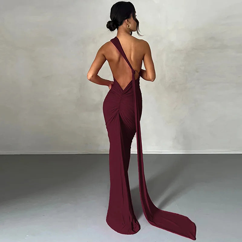 Robe longue dos nu sexy femme – robe soirée élégante tendance 2025