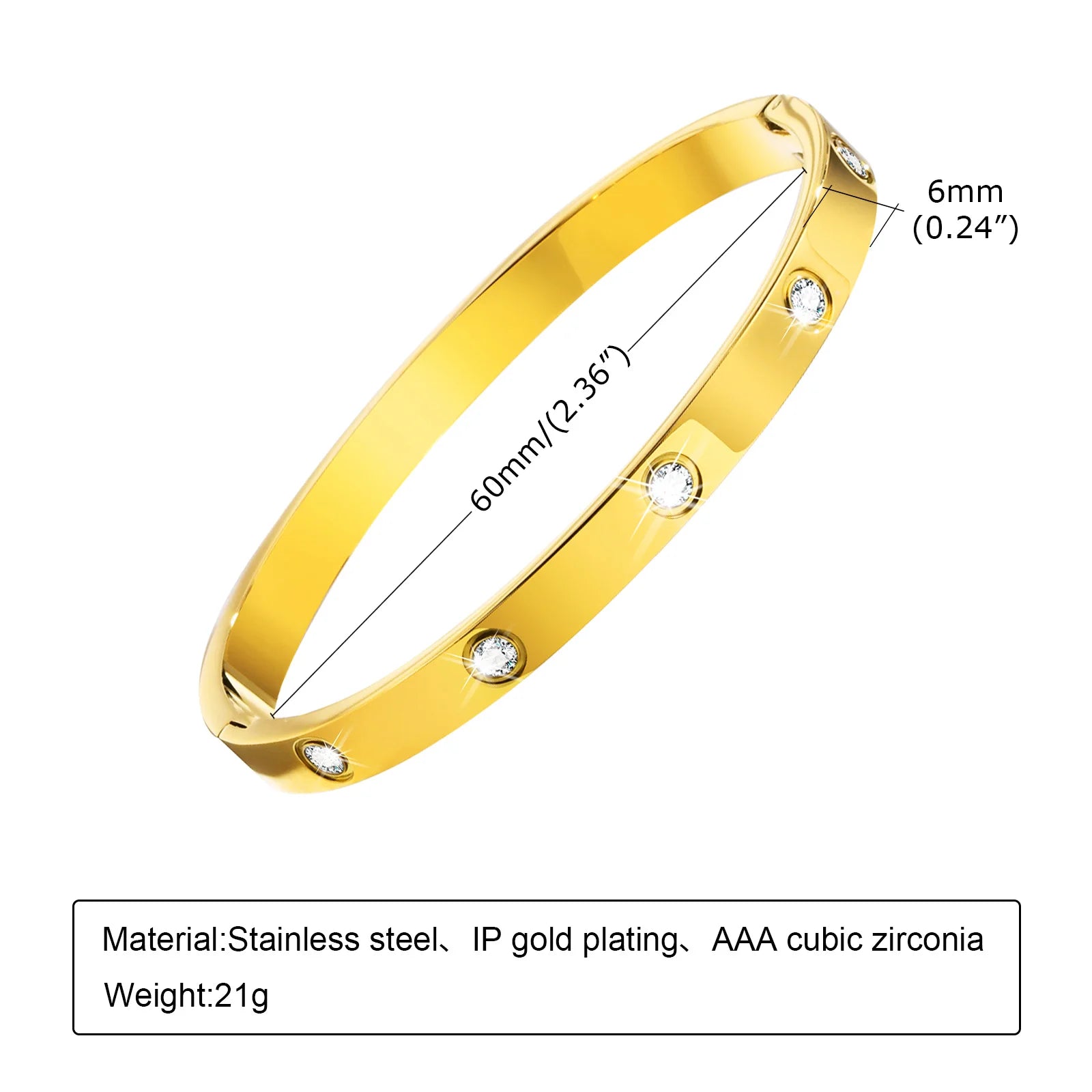 Bracelet Femme Élégant – Jonc Luxe Doré avec Zircon ✨💎